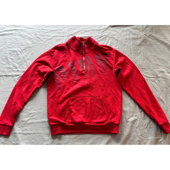 PINK Victoria's Secret Tops - PINK Victoria's Secret Red Quarter Zip Pullover Sweatshirt Logo XS